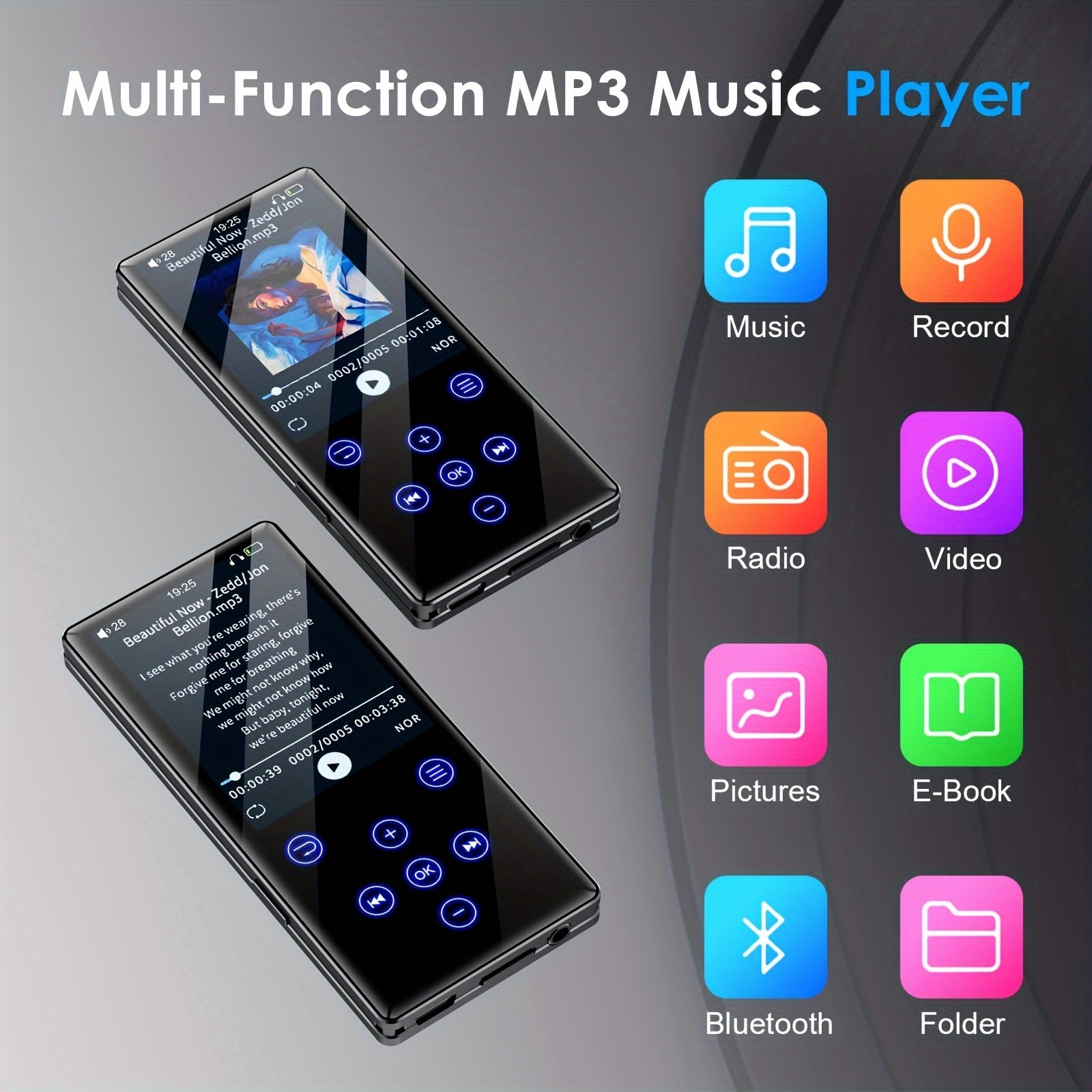 64GB MP3 Player, Music Player, High-Capacity Battery MP3 Player, Portable Lossless Sound Music Player With FM Radio E-Book Reading HD Speaker, Best Gift For Music Lovers