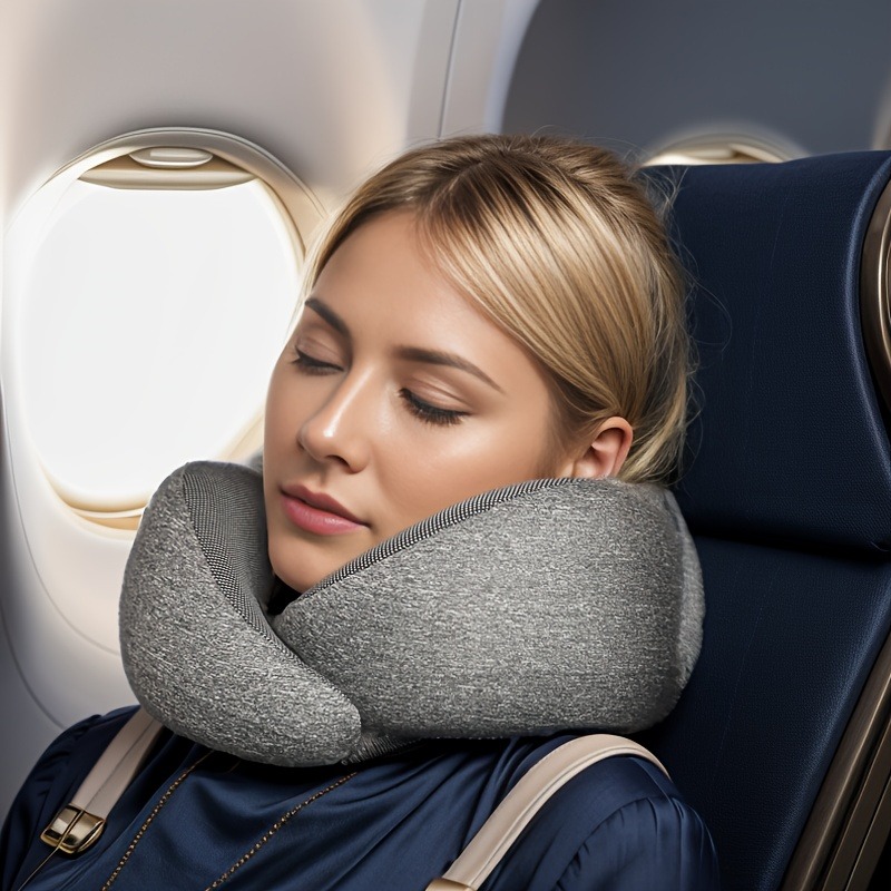 1pc ELHIVE Memory Foam Travel Pillow with Breathable Cover - Neck & Back, Machine Washable Portable Pillow Suitable for Airplane, Car, Office & Home - Lightweight Design with Removable Cover
