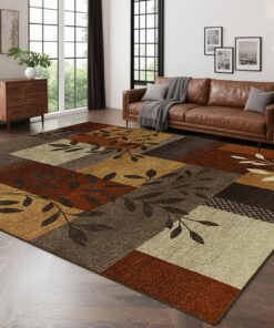 Modern Geometric Print Area Mat - Soft, Non-Shedding, Pet-Friendly, Machine Washable, Rubber Backing, Rectangular Shape for Living Room, Bedroom, Entryway, Office, Hotel, Cafe, Guesthouse, Cottage Decor, Rugs for Living Room