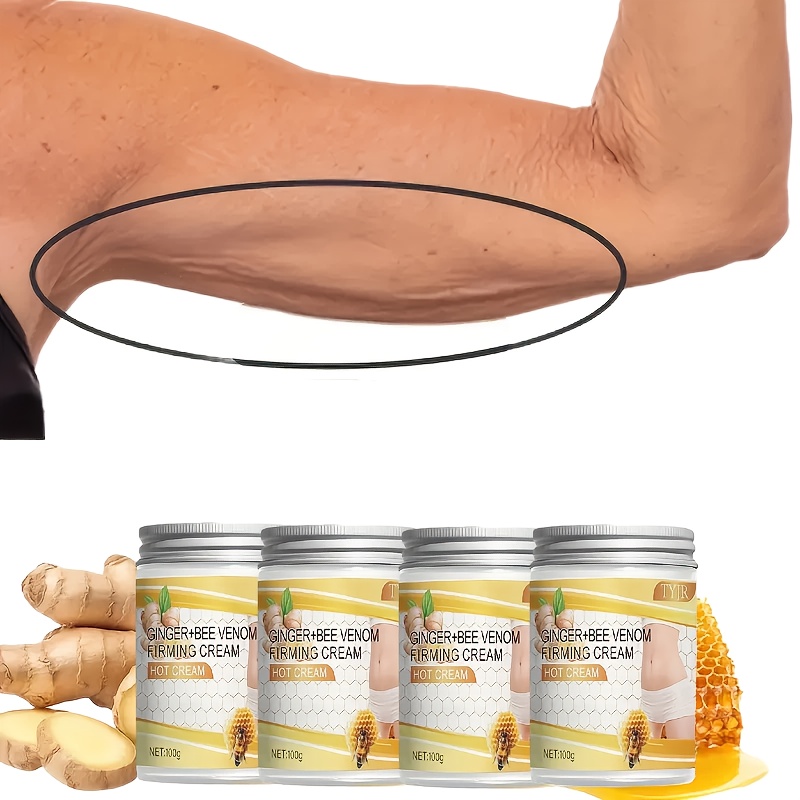 4pcs Natural Ginger Bee Venom Firming Cream 3.52oz - Aloe & Coffee Extracts, Moisturizing Body Lotion for Abdomen/Arms/Legs, Christmas Gift, Legs Treatment, Abdomen Care, Soothing Formula, Nourishing Skincare, Plantbased Ingredients, Hydrating Balm