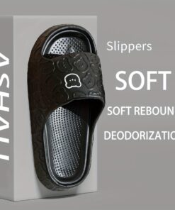 ASHALI Cute Little Bear Breathable Men'S Soft Slippers for All Seasons, Suitable for Indoor Home Use, Couple'S Bathroom Slippers.