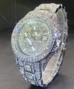 New Luxury Men'S Watch Automatic Date Fashion Waterproof Quartz Watch Men'S Hip Hop Iced Water Rhinestone Women'S Party Watch