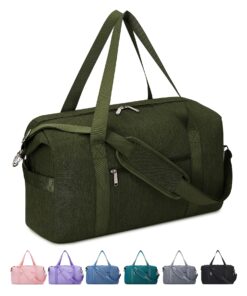 Large Travel Duffle Bag Compatible for Business Trips, Gym & Airplane Carry-On with Wet/Dry Shoe Compartment, Laptop Pocket & Detachable Strap - Heavy-Duty Gym Bag,, Shoe Section & Tech Pocket Organization