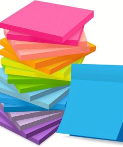 300/500-Page Cute Convenience Sticker Set - Creative Detachable Solid Color Notebook with Bookmarks & Page Logos, 2.99x2.99 Inch Square Adhesive Pages for Office, School, Fridge Organization - Vibrant Colors, Durable & Easy to Remove