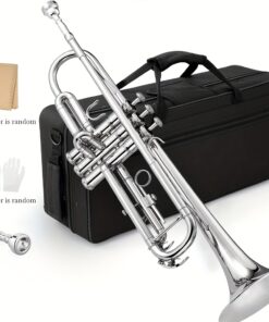 Silver Pop Pro Trumpet Easy Blow Premium Trumpet Flat B Tone Copper Nickel Tube Performance Grade Trumpet Musical Instrument High Quality Silver Plated 7C Mouthpiece Jazz Instrument Horn with Case