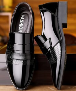 Men's British Style Business Shoes - Slip-On Low-Top Round Toe s with Rubber Sole, All-Season Comfortable Wedding & Office Wear, Wide Range Available Suitable for Men