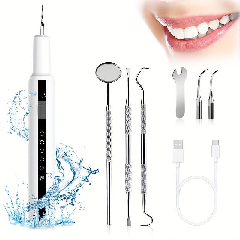 Electric Teeth Cleaner USB Rechargeable Dental Care Kit with Interdental Cleaner, Plaque Remover & Gum Massager - Oral Irrigator-like Device for s &, USB- Water Flow System (No Water Tank)