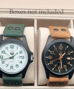 2pcs/Set Men'S Casual Sports Watches, Faux Leather Strap, with Calendar Function, Fashionable Men'S Quartz Watches, Casual Attire, Leisure Watch, Sleek Design, Modern Wristwatch, Faux Leather Strap Watch