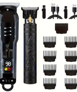 2pcs Electric Shaver & Hair Clippers Set | Cordless Beard Trimming for Men, Professional Electric Razor Barber Hair Cutting Kit, USB Charging, Rechargeable Battery, Modern Shaver, Home & Body Hair Trimmer Gift for Men