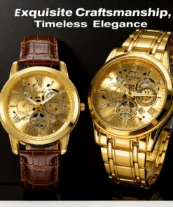 Men's Elegant Brown Faux Leather Quartz Watch Set with Date Display & Analog - Luxury Casual Wristwatch Kit, - Watch with Gift Box & Tool (No Winding Required) - Perfect Birthday/Holiday Gift for Him