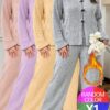 2/4 Plus-size Ladies' Home Service Suits, 2pcs Thick Long-sleeved Trousers In Autumn And Winter, Button- Tops And Loose And Comfortable Trousers Suits, Pajamas Suits And Plus-size Home Service Suits.