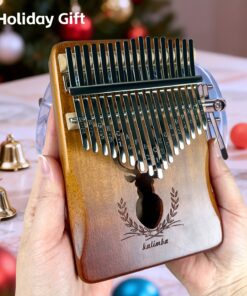 17-Key Portable Mini Piano with Wood Thumb Board - Coffee Brown Gradient Keys, 17-Note Handheld Musical Instrument Suitable for Beginners, Travel-Friendly Gift for, s, for Christmas, Birthdays, Parties