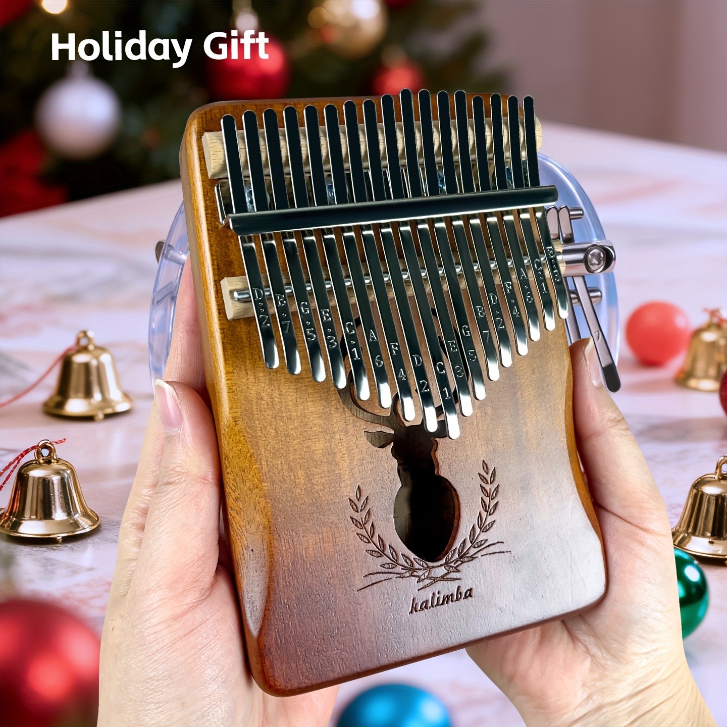 17-Key Portable Mini Piano with Wood Thumb Board - Coffee Brown Gradient Keys, 17-Note Handheld Musical Instrument Suitable for Beginners, Travel-Friendly Gift for, s, for Christmas, Birthdays, Parties