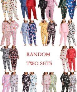 Randomly Shipped Two Sets of Women'S Plus-Size Long-Sleeve Long Pants Loungewear Pajamas.