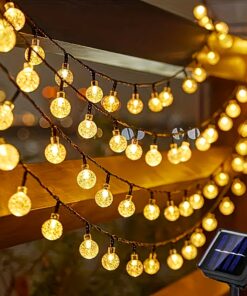 Solar String Lights 39.3ft/22.9ft/16.4ft, with 8 Flashing Modes and 100/50/20 LED Bubble Balls, Modern Style, Plastic Material, Switch Control, for Garden, Christmas, Wedding, Birthday, Holiday Theme Decoration