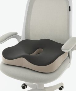 1pc Ergonomic Memory Foam Seat Cushion with Center Groove Design - Pressure Relief & Posture Support, Non-Slip Base, Soft Polyester Cover for Office, Home, Car - White/Black, Seat Cushion for Long Sitting, Posture Improvement, Durable Seating Comfort