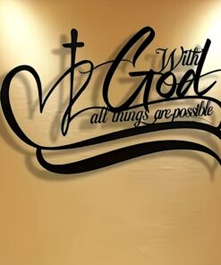 Limited Edition "with God All Things Are Possible" Metal Wall Art - Classic -Based Verse Sign, Iron Wall-Mounted Decor Suitable for Living Room, Bedroom, Garden, Cafe - Ideal Gift for Christmas, Birthdays & Housewarming
