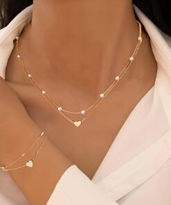 3pcs Women's Minimalist Jewelry Set - Imitation Necklace & Bracelet, Neutral Beige/ Tones, Year-Round Everyday Wedding Vacation, Elegant & (No Plating)