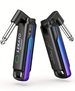 LEKATO Professional UHF Wireless Guitar System 70-Channel Full Range 100ft, Plug & Play Guitar/Bass Transmitter & Receiver with 4-Device Simultaneous pairing, 4.5H, - (No Lag) for Live Performances, Recording - Plug &