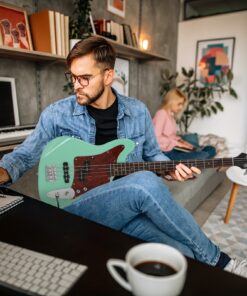 Glarry 4-String Electric Bass Guitar Kit with 20W Amp, Tuner & Bag - Full Size Bass Guitar with Red Pearl Guard Board, 4-String Bass Guitar with Pickguard, Strap, Strings, Picks, Cable - Complete Starter Set for Beginners, Ideal Christmas/Birthday G