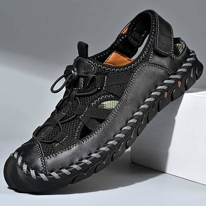 GREKS Men'S Sandals, Summer Fisherman Beach Shoes Closed Toe Sandals For Men Handmade Breathable Water Sandals Outdoor Non Slip Walking Shoes Anti Collision Comfort Hiking Athletic Slides Sandals