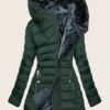 Women's Winter Warm Plush Hooded Coat - Full-Zip Front Closure Mid-Length Jacket with Hood, Loose-Fit Outerwear, Hand Washable Long Sleeve Winter Jacket for Cold Weather (Casual & Formal) - No-Stretch, Formal Outerwear, Classic Design, Cozy Material