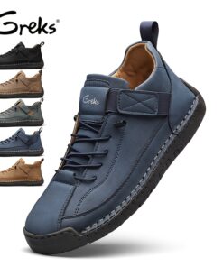 GREKS Mens Casual Shoes Ankle Boots Slip On Lightweight Loafers Mid Top Walking Driving Shoes For Male