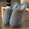 PMOISTE Men'S Slip-On Slippers - Heavy-Duty Memory Foam Sole, Soft Plush Indoor House Shoes with Arch Support, Large Size (US 10-15) - Warm Winter Slippers for Home