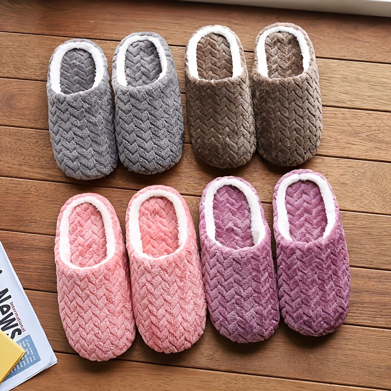 Soft Bottom Slippers for Men, Home Use, Indoor Slip-On Shoes, Casual And Fashionable Style, Minimalist Design, Argyle Pattern, Spring/Fall/Fall/Winter Season, Universal Size, Fabric Upper, Inner, Sole, Insole, And Toe Capsuitable for Men & Women