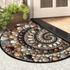 1pc Floor Mats with Pebble Design, Vintage Half Round Welcome Mat for Front Door Featuring Non-Slip Backing, Decorative Carpet for Home, Bathroom Entryway, And Outdoor Use