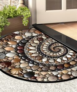 1pc Floor Mats with Pebble Design, Vintage Half Round Welcome Mat for Front Door Featuring Non-Slip Backing, Decorative Carpet for Home, Bathroom Entryway, And Outdoor Use