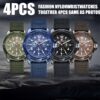 4pcs/set Nylon Watches, Fashionable And Trendy Watch Combination, Green + Blue + Black+Brown, Without Box Clocks