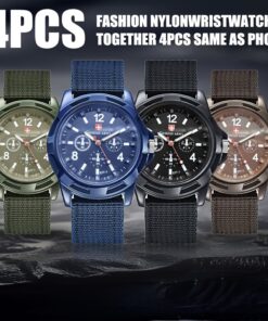 4pcs/set Nylon Watches, Fashionable And Trendy Watch Combination, Green + Blue + Black+Brown, Without Box Clocks