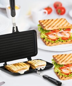 New Multifunctional Aluminum Alloy Double-Sided Frying Pan with Handle - Non-Stick, Perfect for Sandwiches, Steaks, Toast, and Eggs - Ideal for Indoor and Outdoor Gatherings, Sandwich Toaster, Toaster Sandwich, Pancake Maker, Crepe Maker, Pancake Pan, Waffle Maker Electric, Kitchen Accessorie, Food, Roti Maker Chapati Maker