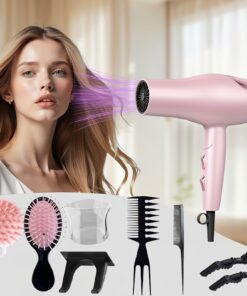 Morfone 9pcs Multiple Foldable Fast Drying Hair Dryer with Diffuser for Curly Hair, Nozzle And for Women And Men, Lightweight, Good Power Portable Hairdryer for Travel, Control Gentle And Safe, Ideal Gift, Hair Dryer for Women, Portable Hair Dryer, Hair Dryer Diffuser, Hair Dryer for Straight Hair, Hair Dryer with Diffuser, Salonquality Dryer, Quick Drying Hair Tool, Compact Design, Lightweight Dryer, Highquality Motor, Safe for Hair, Adjustable Speed Dryer, Multipurpose Dryer, Home