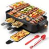 Kitchen Electric Barbecue Grill, Fully Detachable, With Frying Pan And Grille, Three Hand Trays, Non-stick And Easy To Clean, Made Of Stainless Steel, Adjustable Temperature, Power 1500W, Waffle Maker, Gift For Christmas, Housewarming, Birthdays