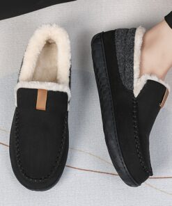Fleece-lined Slipper Shoes For Men, Warm Winter Shoes, Anti-slip And Wear-resistant Plush Casual Shoes