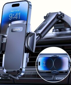LOTUNY Car Phone Holder, Universal Hands-Free Phone Holders for Your Car, 3-in-1 Phone Mount for CarAir Vent Compatible with for iphone for samsung Google and All 4" to 7, 2" Phones