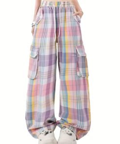 Girls Y2K Cargo Pants for Kids Loose Streetwear Rainbow Hip Hop Dance Cargo Jogger Pants Parachute with Pockets, 6-16 Years, Perfect for Outdoor