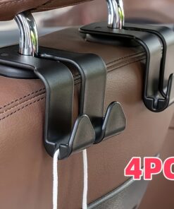 4pcs Heavy-duty Car Seat Back Hook, Multi-functional Double Storage Clip, Space-saving Car Organizer - Perfect for Worry-free Travel, PVC Material, Suitable for All Types Of Vehicles