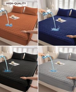 Warm Thickened Mattress Protector, Non-Slip Solid Color Waterproof Quilted Bed Cover with Deep Pocket (Soft & Comfortable)Can Be Used As A Separate Bedspread, Ideal for Bedroom, Guest Room And Hotel Mattress Protection, Exquisite Christmas Gifts