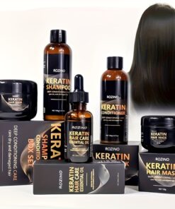ROZINO Keratin Care 5pcs Set: Keratin Shampoo, Conditioner, Hair Mask and Essential Oil - Deep Moisturizing, Frizz Control, Hydration for All Hair Types - Ideal Gift for Father'S Day or Mother'S Day, Essential Hair Care | Natural Plant Extracts | Keratin-Infused Hair