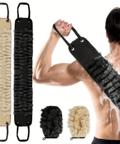 2pcs Exfoliating Body Scrubber Set, Include Dual-Sided Body Scrub Towel & Bath Glove, Non-Slip Handles for Deep Clean and Daily Shower, Ideal for Spa, Massage & Skin Care