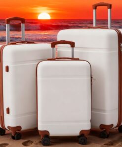 3pcs Set Lightweight ABS Travel Suitcase with Spinner Wheels for Men and Women | Available in 20", 24", 28", Perfect for Business Trips and Travel, and Colors, Zipper Closure, Telescope Handle