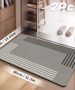 2Pcs Bathroom Absorbent Mats, Non-Slip Mats, Door Mats, Kitchen Absorbent Mats, Bathroom Accessories, Thick And Soft Large Size 31.5 Inches * 19.7 Inches Home Decor, High-Quality Products, Exquisite Gifts.
