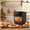 Upgraded Large Capacity Air Fryer and Toaster | Suitable for 6 People, Intelligent Touch Screen, Multiple Preset Functions, Non-Stick Coating, Stainless Steel, Christmas Table Decoration
