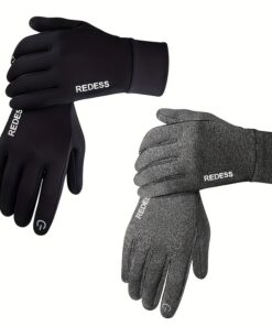 2 Pairs Thermal Winter Gloves - Cold Weather Cycling, Running, Driving Gloves with Non-Slip Grip, Touchscreen Compatible, Full Coverage for Men & Women - Ideal for Cycling, Motorcycling, Hiking, Gym - Christmas/Halloween/Thanksgiving Gifts (Black/Gray) - Easy On/Off Elastic Cuffs, Winter Gloves for Men, Gloves for Men Winter, Winter Gloves Ladies, Winter Accessories, Winter Gloves Women, Winter Glove For Men, Cold Glove, Glove For Women Winter, Motorcycle Glove, Ski Glove