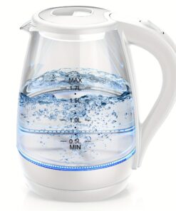 Electric Kettle with a Water Dispenser, Featuring a 57.48oz Elegant Glass Teapot, 1200W Rapid Boiling, LED Indicator, Automatic Shutoff, And Boil-Dry Protection - Ideal for Camping And Kitchen Use - a Great Christmas Gift.