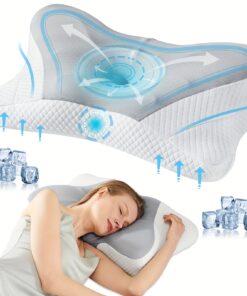 Cervical Neck Pillow, Ergonomic Contour Neck Pillows, Memory Foam Bed Pillow for Side Back Stomach Sleeper, Neck Pillow with Cooling Pillowcase