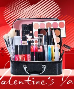 POPFEEL Christmas Complete Makeup Set - Includes Foundation, Eyeshadow Palette, Lipstick, with Matching Tools And Black Travel Bag. The Perfect Christmas Gift for Women. [Merry Christmas]
